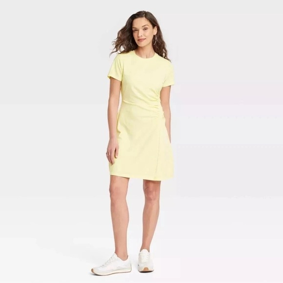Universal Thread Dresses & Skirts - Universal Thread Short-Sleeve Ruched Knit Mini T-Shirt Dress, L